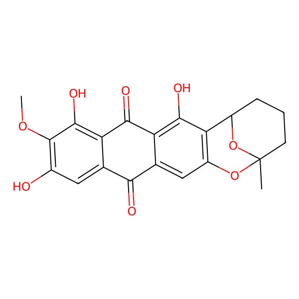 2D Structure of (1S,17S)-3,7,9-trihydroxy-8-methoxy-17-methyl-16,21-dioxapentacyclo[15.3.1.02,15.04,13.06,11]henicosa-2(15),3,6,8,10,13-hexaene-5,12-dione