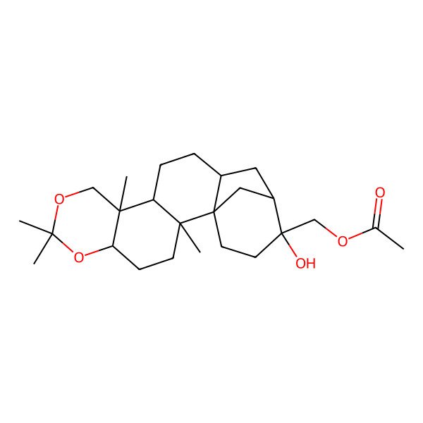 2D Structure of (17-Hydroxy-2,7,7,10-tetramethyl-6,8-dioxapentacyclo[14.3.1.01,14.02,11.05,10]icosan-17-yl)methyl acetate