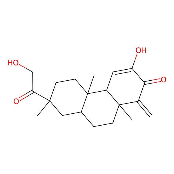 2D Structure of 3-hydroxy-7-(2-hydroxyacetyl)-4b,7,10a-trimethyl-1-methylidene-5,6,8,8a,9,10-hexahydro-4aH-phenanthren-2-one