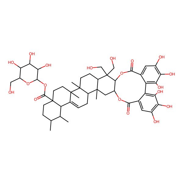 2D Structure of [3,4,5-Trihydroxy-6-(hydroxymethyl)oxan-2-yl] 27,28,29,32,33,34-hexahydroxy-21,21-bis(hydroxymethyl)-3,9,10,16,17-pentamethyl-24,37-dioxo-23,38-dioxaoctacyclo[20.16.0.03,20.04,17.07,16.08,13.025,30.031,36]octatriaconta-6,25,27,29,31,33,35-heptaene-13-carboxylate