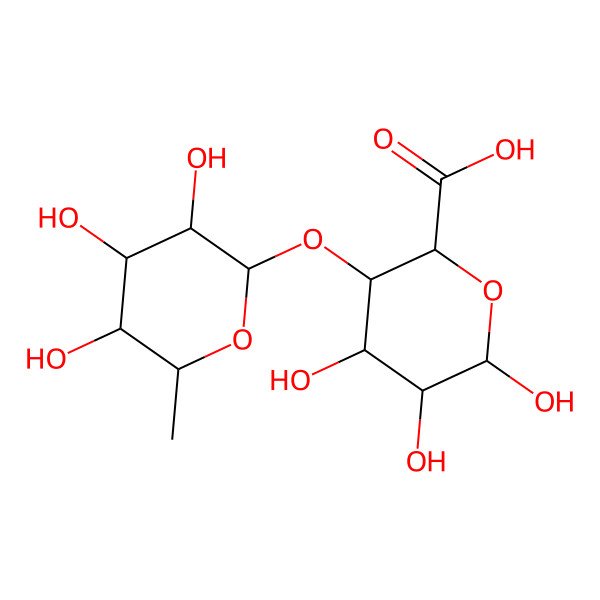 2D Structure of (2S,3R,4R,5R,6S)-4,5,6-trihydroxy-3-[(2S,3R,4R,5R,6S)-3,4,5-trihydroxy-6-methyloxan-2-yl]oxyoxane-2-carboxylic acid