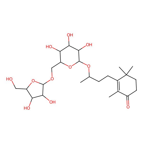 2D Structure of 3-[3-[6-[[3,4-Dihydroxy-5-(hydroxymethyl)oxolan-2-yl]oxymethyl]-3,4,5-trihydroxyoxan-2-yl]oxybutyl]-2,4,4-trimethylcyclohex-2-en-1-one