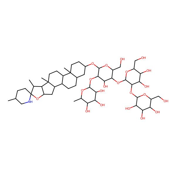 2D Structure of (2S,3R,4R,5R,6S)-2-[(2R,3R,4S,5R,6R)-5-[(2S,3R,4S,5S,6R)-4,5-dihydroxy-6-(hydroxymethyl)-3-[(2S,3R,4S,5S,6R)-3,4,5-trihydroxy-6-(hydroxymethyl)oxan-2-yl]oxyoxan-2-yl]oxy-4-hydroxy-6-(hydroxymethyl)-2-[(1R,2S,4S,5'R,6R,7S,8R,9S,12S,13S,16S,18S)-5',7,9,13-tetramethylspiro[5-oxapentacyclo[10.8.0.02,9.04,8.013,18]icosane-6,2'-piperidine]-16-yl]oxyoxan-3-yl]oxy-6-methyloxane-3,4,5-triol