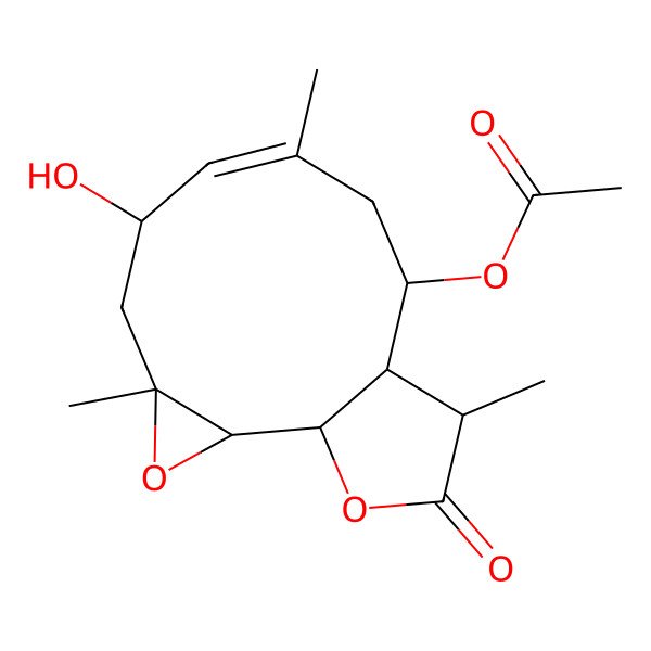 2D Structure of [(1S,2S,4R,6S,7E,10S,11R,12S)-6-hydroxy-4,8,12-trimethyl-13-oxo-3,14-dioxatricyclo[9.3.0.02,4]tetradec-7-en-10-yl] acetate