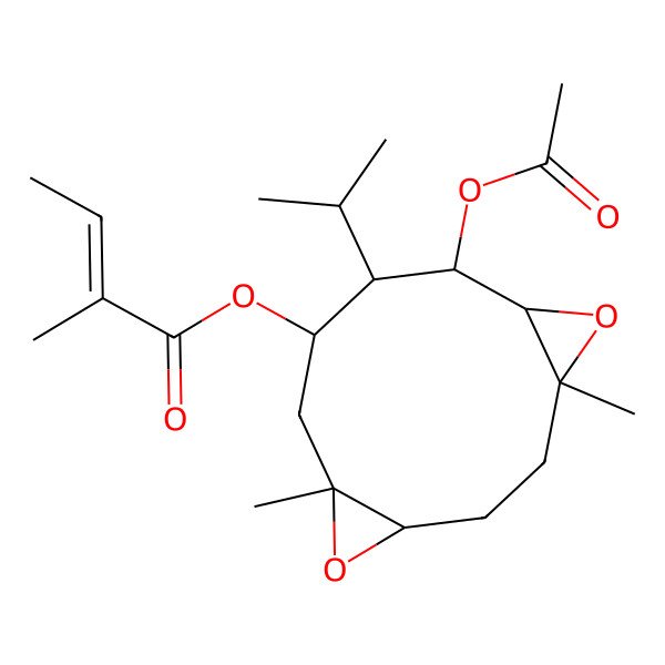 2D Structure of [(1S,4R,6S,8S,9R,10R,11S)-10-acetyloxy-1,6-dimethyl-9-propan-2-yl-5,12-dioxatricyclo[9.1.0.04,6]dodecan-8-yl] (Z)-2-methylbut-2-enoate