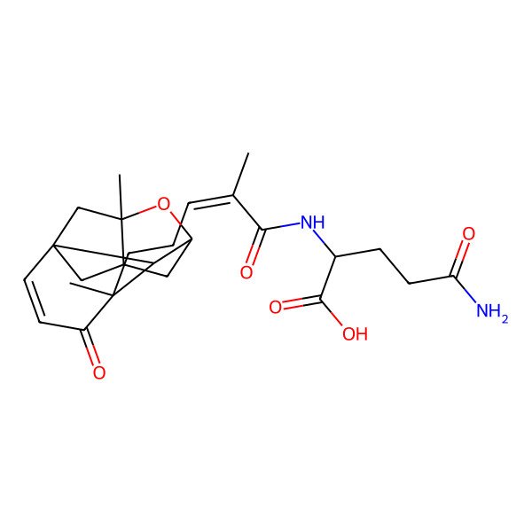 2D Structure of (2S)-5-amino-2-[[(E)-5-[(1S,5S,6S,7S,9S)-5,9-dimethyl-4-oxo-8-oxatetracyclo[7.2.1.17,10.01,6]tridec-2-en-5-yl]-2-methylpent-2-enoyl]amino]-5-oxopentanoic acid