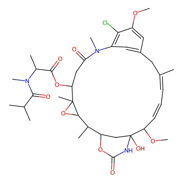 2D Structure of [(1S,2R,3S,5S,16Z,18Z,20R,21S)-11-chloro-21-hydroxy-12,20-dimethoxy-2,5,9,16-tetramethyl-8,23-dioxo-4,24-dioxa-9,22-diazatetracyclo[19.3.1.110,14.03,5]hexacosa-10,12,14(26),16,18-pentaen-6-yl] (2S)-2-[methyl(2-methylpropanoyl)amino]propanoate