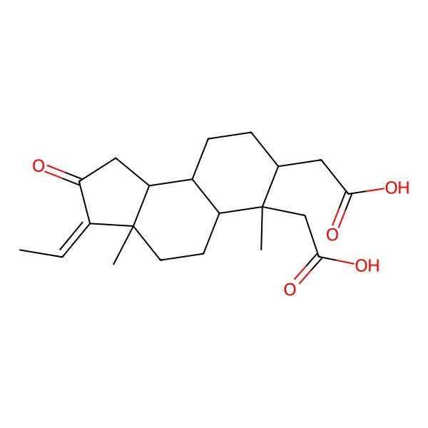 2D Structure of 2-[(3Z,3aS,5aS,6S,7S,9aR,9bS)-6-(carboxymethyl)-3-ethylidene-3a,6-dimethyl-2-oxo-4,5,5a,7,8,9,9a,9b-octahydro-1H-cyclopenta[a]naphthalen-7-yl]acetic acid