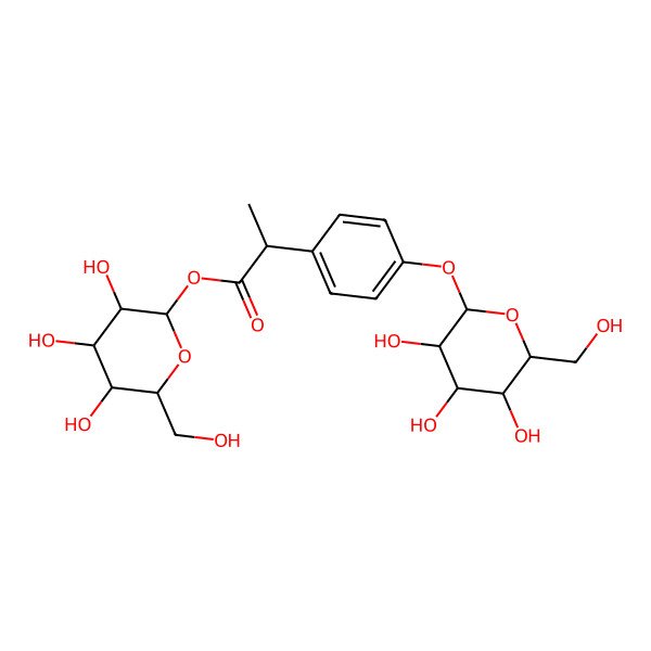 2D Structure of [(2R,3S,4R,5R,6S)-3,4,5-trihydroxy-6-(hydroxymethyl)oxan-2-yl] (2S)-2-[4-[(2R,3S,4R,5R,6S)-3,4,5-trihydroxy-6-(hydroxymethyl)oxan-2-yl]oxyphenyl]propanoate