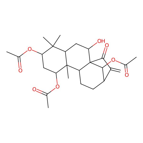 2D Structure of (8,16-Diacetyloxy-2-hydroxy-5,5,9-trimethyl-14-methylidene-15-oxo-6-tetracyclo[11.2.1.01,10.04,9]hexadecanyl) acetate