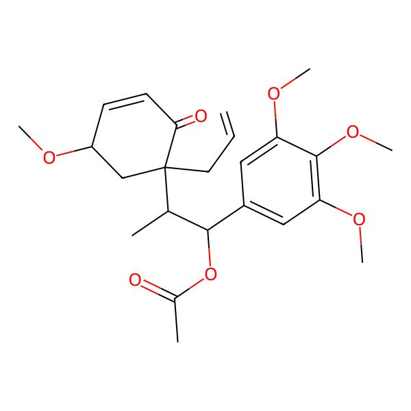 2D Structure of [(1R,2S)-2-[(1R,5R)-5-methoxy-2-oxo-1-prop-2-enylcyclohex-3-en-1-yl]-1-(3,4,5-trimethoxyphenyl)propyl] acetate