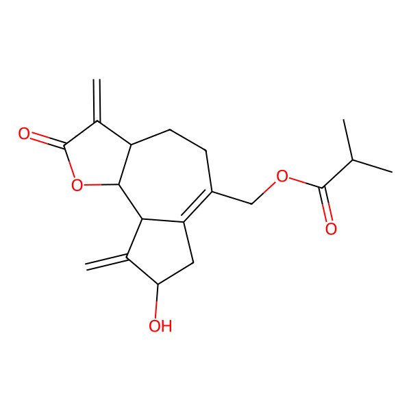2D Structure of (8-hydroxy-3,9-dimethylidene-2-oxo-4,5,7,8,9a,9b-hexahydro-3aH-azuleno[4,5-b]furan-6-yl)methyl 2-methylpropanoate
