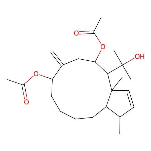 2D Structure of [11-Acetyloxy-12-(2-hydroxypropan-2-yl)-3,12a-dimethyl-9-methylidene-3,3a,4,5,6,7,8,10,11,12-decahydrocyclopenta[11]annulen-8-yl] acetate