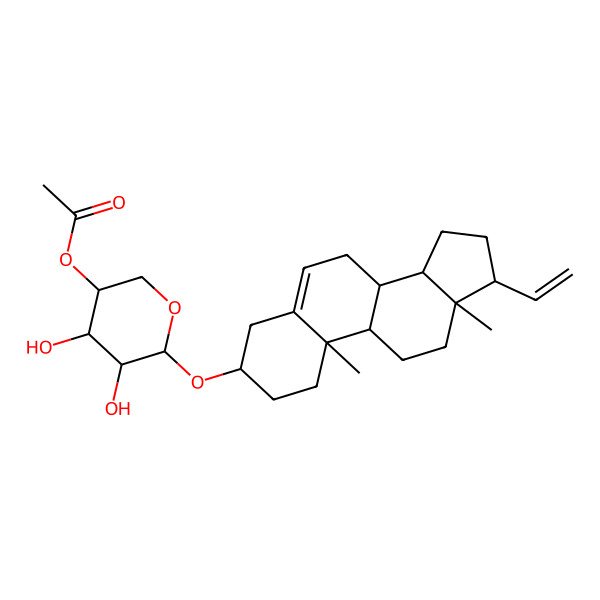 2D Structure of [6-[(17-ethenyl-10,13-dimethyl-2,3,4,7,8,9,11,12,14,15,16,17-dodecahydro-1H-cyclopenta[a]phenanthren-3-yl)oxy]-4,5-dihydroxyoxan-3-yl] acetate