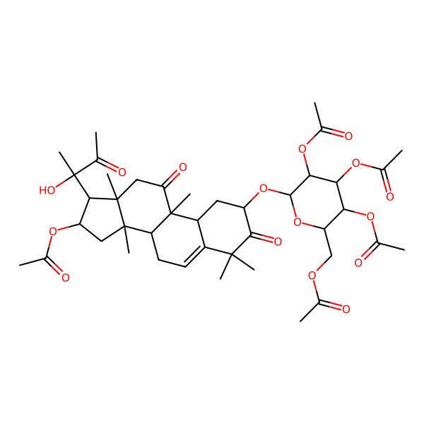 2D Structure of [3,4,5-triacetyloxy-6-[[16-acetyloxy-17-(2-hydroxy-3-oxobutan-2-yl)-4,4,9,13,14-pentamethyl-3,11-dioxo-2,7,8,10,12,15,16,17-octahydro-1H-cyclopenta[a]phenanthren-2-yl]oxy]oxan-2-yl]methyl acetate