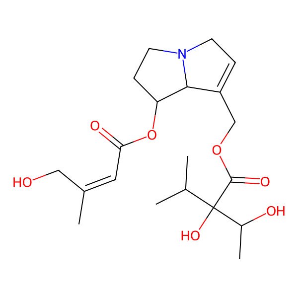 2D Structure of [(7R,8R)-7-[(E)-4-hydroxy-3-methylbut-2-enoyl]oxy-5,6,7,8-tetrahydro-3H-pyrrolizin-1-yl]methyl (2S)-2-hydroxy-2-[(1R)-1-hydroxyethyl]-3-methylbutanoate
