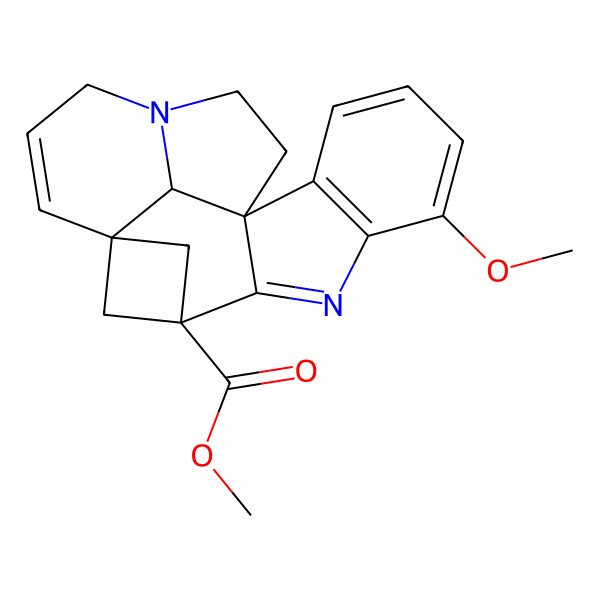 2D Structure of methyl (1R,19S)-6-methoxy-8,16-diazahexacyclo[10.6.1.110,12.01,9.02,7.016,19]icosa-2(7),3,5,8,13-pentaene-10-carboxylate