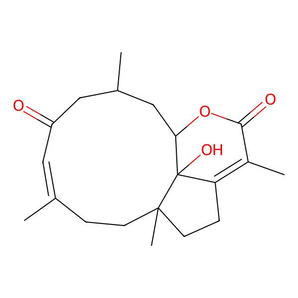 2D Structure of (1S,3R,6Z,10S,17R)-17-hydroxy-3,7,10,14-tetramethyl-16-oxatricyclo[8.6.1.013,17]heptadeca-6,13-diene-5,15-dione