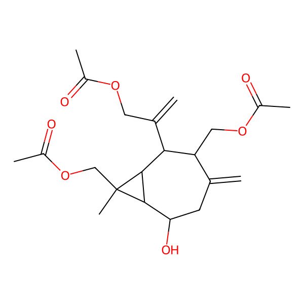 2D Structure of [(1R,2R,3R,6R,7S,8S)-8-(acetyloxymethyl)-2-(3-acetyloxyprop-1-en-2-yl)-6-hydroxy-8-methyl-4-methylidene-3-bicyclo[5.1.0]octanyl]methyl acetate