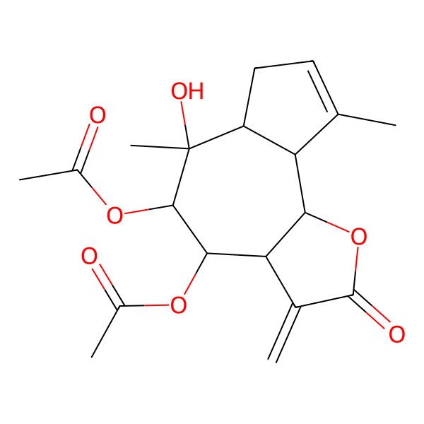 2D Structure of [(3aS,4R,5R,6S,6aR,9aR,9bR)-5-acetyloxy-6-hydroxy-6,9-dimethyl-3-methylidene-2-oxo-4,5,6a,7,9a,9b-hexahydro-3aH-azuleno[4,5-b]furan-4-yl] acetate