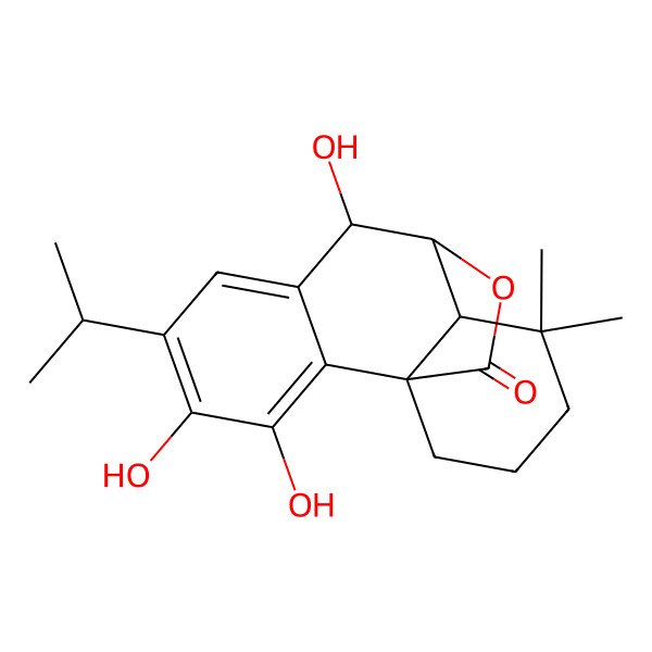 2D Structure of 3,4,8-Trihydroxy-11,11-dimethyl-5-propan-2-yl-16-oxatetracyclo[7.5.2.01,10.02,7]hexadeca-2,4,6-trien-15-one