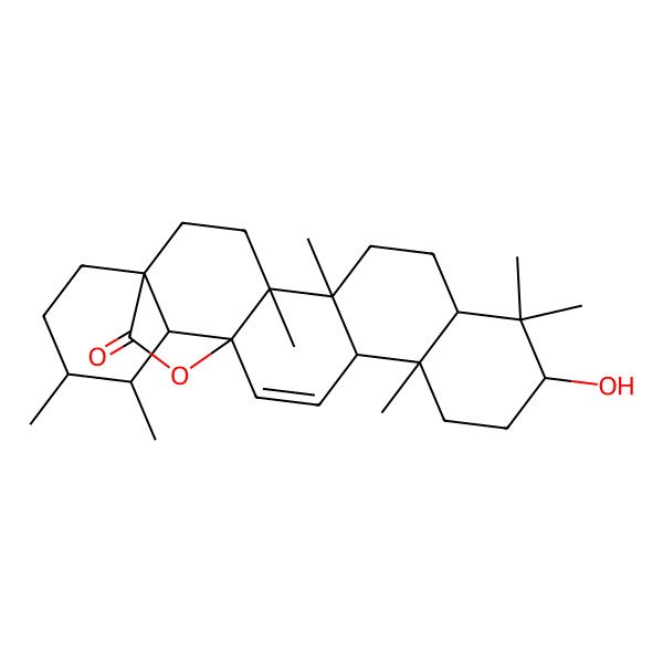 2D Structure of (1S,4S,5R,8S,10S,13S,14R,17S,18R,19S,20S)-10-hydroxy-4,5,9,9,13,19,20-heptamethyl-24-oxahexacyclo[15.5.2.01,18.04,17.05,14.08,13]tetracos-15-en-23-one