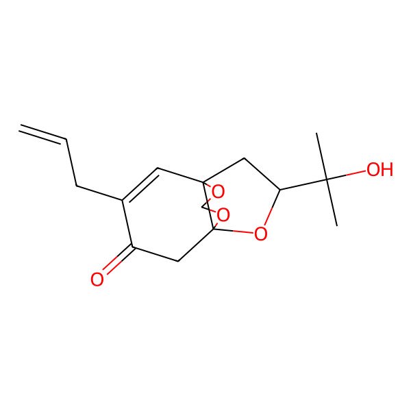 2D Structure of (1R,6S,11R)-11-(2-hydroxypropan-2-yl)-4-prop-2-enyl-7,9,10-trioxatricyclo[4.3.3.01,6]dodec-4-en-3-one