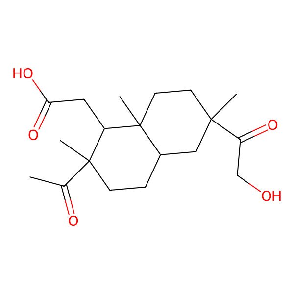 2D Structure of 2-[2-acetyl-6-(2-hydroxyacetyl)-2,6,8a-trimethyl-3,4,4a,5,7,8-hexahydro-1H-naphthalen-1-yl]acetic acid