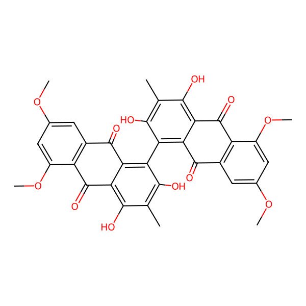 2D Structure of 1-(2,4-Dihydroxy-5,7-dimethoxy-3-methyl-9,10-dioxoanthracen-1-yl)-2,4-dihydroxy-5,7-dimethoxy-3-methylanthracene-9,10-dione