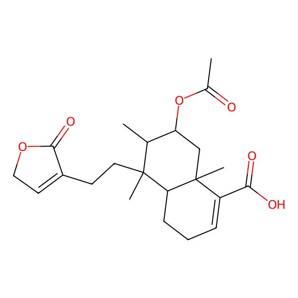 2D Structure of 7-acetyloxy-5,6,8a-trimethyl-5-[2-(5-oxo-2H-furan-4-yl)ethyl]-3,4,4a,6,7,8-hexahydronaphthalene-1-carboxylic acid