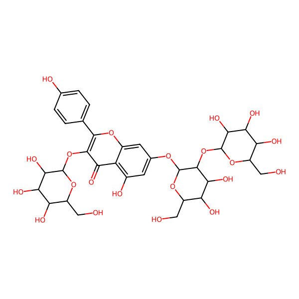 2D Structure of 7-[(2S,3R,4S,5S,6R)-4,5-dihydroxy-6-(hydroxymethyl)-3-[(2S,3R,4S,5S,6R)-3,4,5-trihydroxy-6-(hydroxymethyl)oxan-2-yl]oxyoxan-2-yl]oxy-5-hydroxy-2-(4-hydroxyphenyl)-3-[(2S,3R,4S,5S,6R)-3,4,5-trihydroxy-6-(hydroxymethyl)oxan-2-yl]oxychromen-4-one