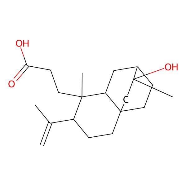 2D Structure of 3-[(1R,4R,5S,6R,9S)-9-hydroxy-5,9-dimethyl-4-prop-1-en-2-yl-5-tricyclo[6.2.2.01,6]dodecanyl]propanoic acid