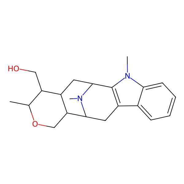 2D Structure of [(1S,12S,13R,16S,17S,18S)-3,16,20-trimethyl-15-oxa-3,20-diazapentacyclo[10.7.1.02,10.04,9.013,18]icosa-2(10),4,6,8-tetraen-17-yl]methanol
