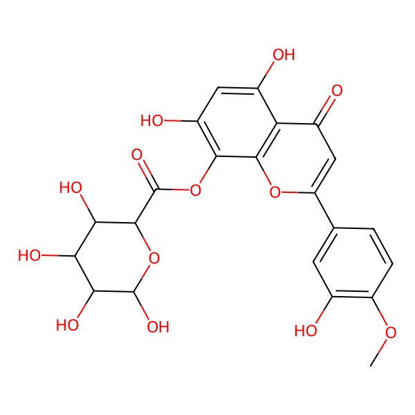 2D Structure of [5,7-dihydroxy-2-(3-hydroxy-4-methoxyphenyl)-4-oxochromen-8-yl] (2S,3S,4S,5R,6R)-3,4,5,6-tetrahydroxyoxane-2-carboxylate