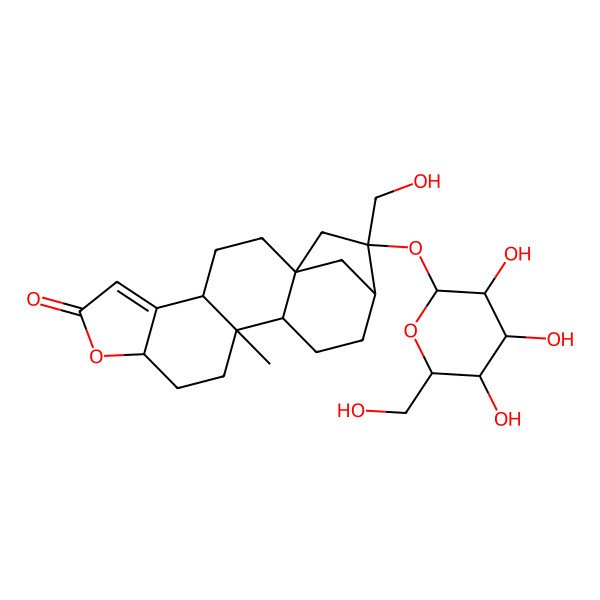2D Structure of 17-(Hydroxymethyl)-12-methyl-17-[3,4,5-trihydroxy-6-(hydroxymethyl)oxan-2-yl]oxy-8-oxapentacyclo[14.2.1.01,13.04,12.05,9]nonadec-5-en-7-one