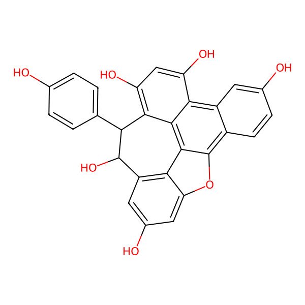 2D Structure of (22S,23S)-22-(4-hydroxyphenyl)-13-oxahexacyclo[16.3.2.05,21.06,11.012,20.014,19]tricosa-1,3,5(21),6(11),7,9,12(20),14,16,18-decaene-2,4,8,16,23-pentol