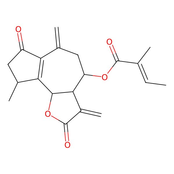 2D Structure of (9-Methyl-3,6-dimethylidene-2,7-dioxo-3a,4,5,8,9,9b-hexahydroazuleno[4,5-b]furan-4-yl) 2-methylbut-2-enoate