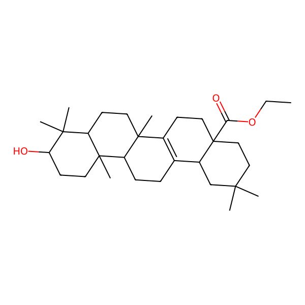 2D Structure of ethyl 10-hydroxy-2,2,6b,9,9,12a-hexamethyl-3,4,5,6,6a,7,8,8a,10,11,12,13,14,14b-tetradecahydro-1H-picene-4a-carboxylate