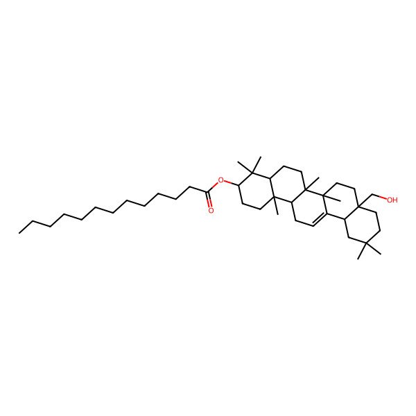 2D Structure of [8a-(Hydroxymethyl)-4,4,6a,6b,11,11,14b-heptamethyl-1,2,3,4a,5,6,7,8,9,10,12,12a,14,14a-tetradecahydropicen-3-yl] tridecanoate