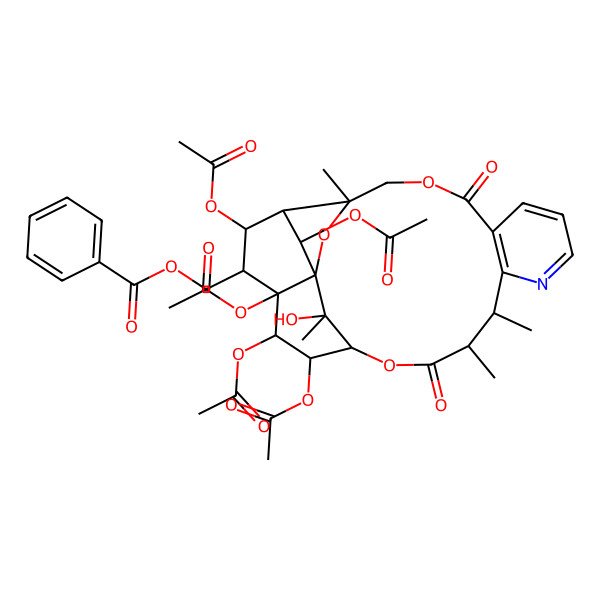 2D Structure of [(1S,3R,13S,14R,17S,18S,19S,20S,21R,22R,23R,24R,25S)-18,19,20,22,24-pentaacetyloxy-25-hydroxy-3,13,14,25-tetramethyl-6,15-dioxo-2,5,16-trioxa-11-azapentacyclo[15.7.1.01,20.03,23.07,12]pentacosa-7(12),8,10-trien-21-yl]methyl benzoate