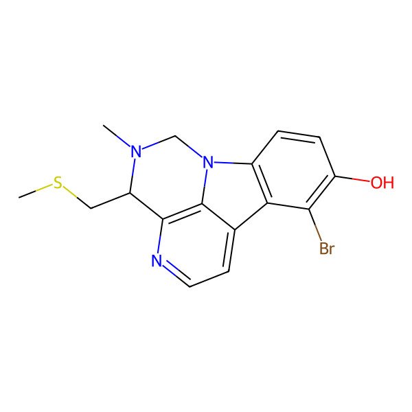 2D Structure of 11-Bromo-3-methyl-4-(methylsulfanylmethyl)-1,3,6-triazatetracyclo[7.6.1.05,16.010,15]hexadeca-5,7,9(16),10(15),11,13-hexaen-12-ol