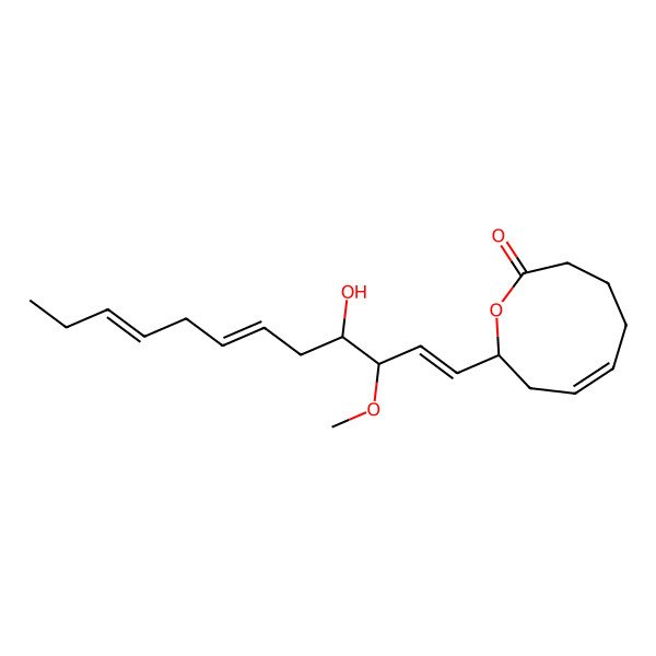 2D Structure of (2S,4Z)-2-[(1E,3S,4S,6Z,9Z)-4-hydroxy-3-methoxydodeca-1,6,9-trienyl]-3,6,7,8-tetrahydro-2H-oxonin-9-one