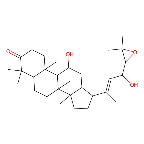 2D Structure of (5R,8R,9R,10S,11R,13R,14R,17S)-17-[(E,4S)-4-[(2R)-3,3-dimethyloxiran-2-yl]-4-hydroxybut-2-en-2-yl]-11-hydroxy-4,4,8,10,14-pentamethyl-1,2,5,6,7,9,11,12,13,15,16,17-dodecahydrocyclopenta[a]phenanthren-3-one