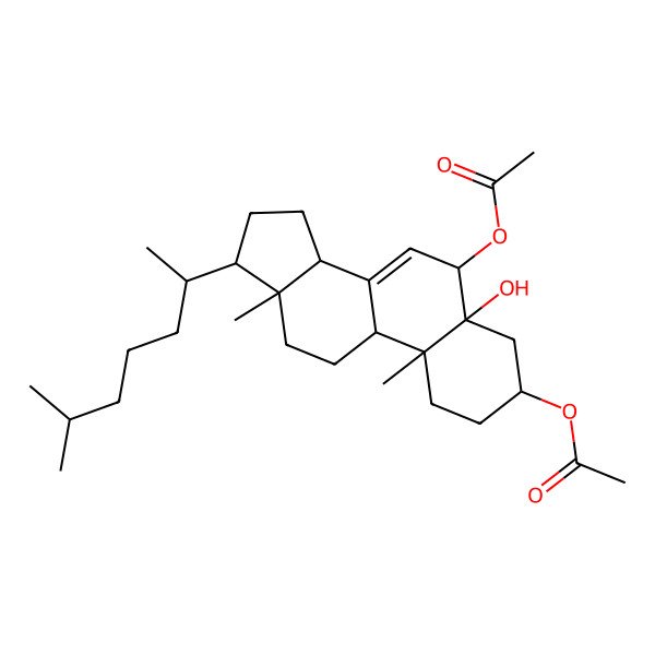2D Structure of [6-Acetyloxy-5-hydroxy-10,13-dimethyl-17-(6-methylheptan-2-yl)-1,2,3,4,6,9,11,12,14,15,16,17-dodecahydrocyclopenta[a]phenanthren-3-yl] acetate