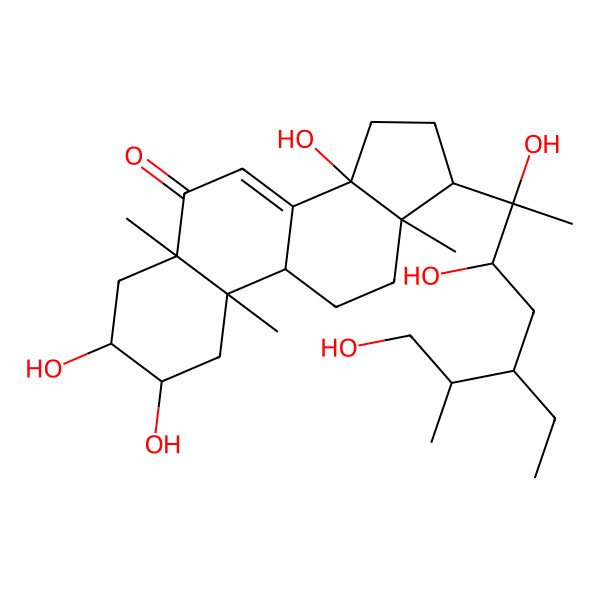 2D Structure of (2S,3R,5R,10R,13R,17S)-17-[(2R)-5-ethyl-2,3,7-trihydroxy-6-methylheptan-2-yl]-2,3,14-trihydroxy-5,10,13-trimethyl-1,2,3,4,9,11,12,15,16,17-decahydrocyclopenta[a]phenanthren-6-one