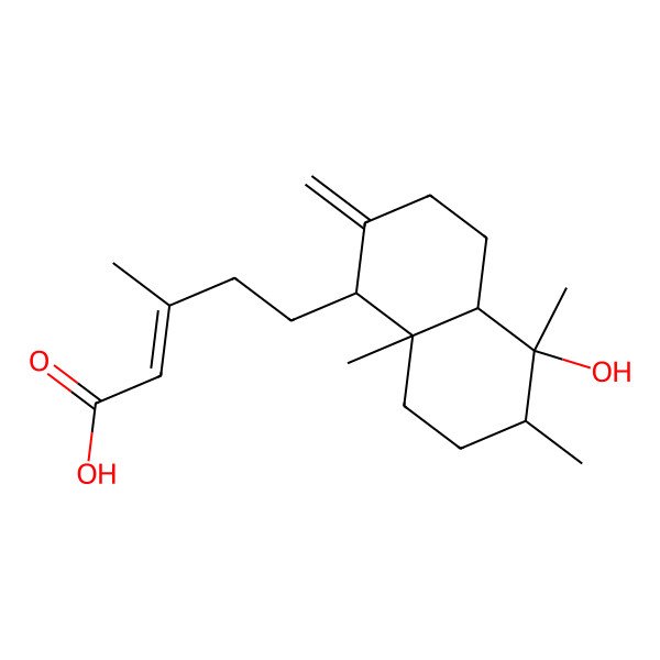 2D Structure of 5-[(1S,4aR,5R,6R,8aR)-5-hydroxy-5,6,8a-trimethyl-2-methylidene-3,4,4a,6,7,8-hexahydro-1H-naphthalen-1-yl]-3-methylpent-2-enoic acid