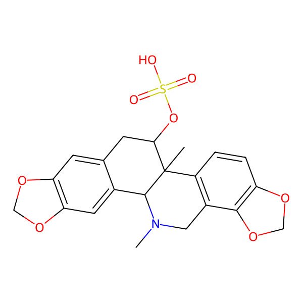2D Structure of (13,24-Dimethyl-5,7,18,20-tetraoxa-24-azahexacyclo[11.11.0.02,10.04,8.014,22.017,21]tetracosa-2,4(8),9,14(22),15,17(21)-hexaen-12-yl) hydrogen sulfate