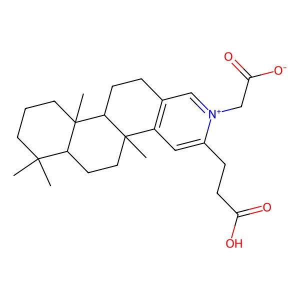 2D Structure of 2-[(4bR,10aS)-3-(2-carboxyethyl)-4b,7,7,10a-tetramethyl-6,6a,8,9,10,10b,11,12-octahydro-5H-naphtho[2,1-f]isoquinolin-2-ium-2-yl]acetate