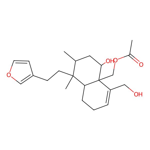 2D Structure of [(4aR,5S,7R,8S,8aR)-8-[2-(furan-3-yl)ethyl]-5-hydroxy-4-(hydroxymethyl)-7,8-dimethyl-1,2,5,6,7,8a-hexahydronaphthalen-4a-yl]methyl acetate