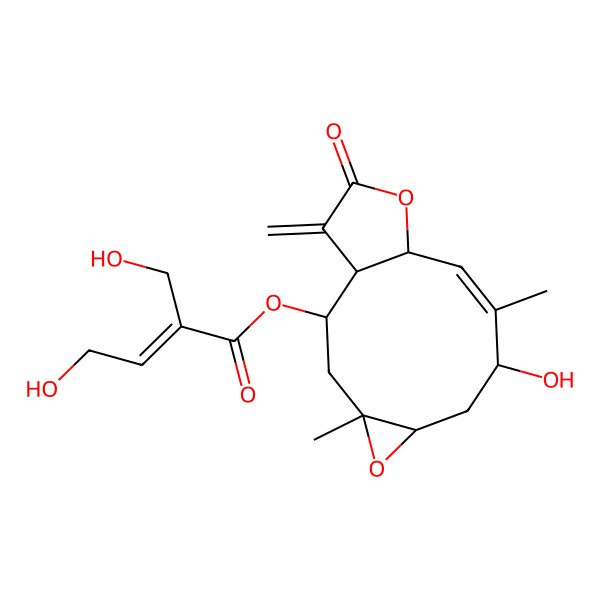2D Structure of (8-Hydroxy-4,9-dimethyl-14-methylidene-13-oxo-5,12-dioxatricyclo[9.3.0.04,6]tetradec-9-en-2-yl) 4-hydroxy-2-(hydroxymethyl)but-2-enoate